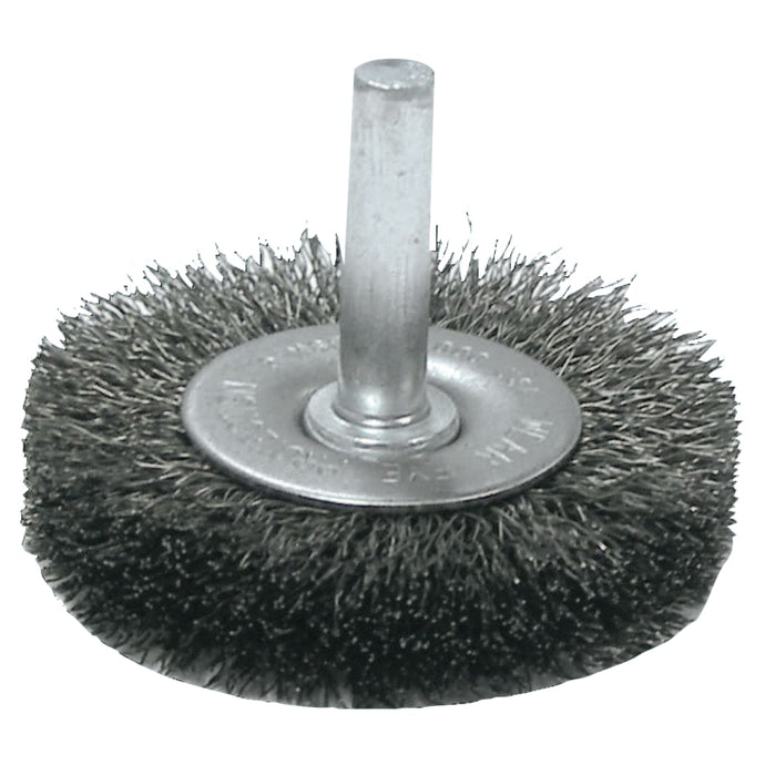 Crimped Wire Radial Wheel Brush, 3 in D x 1/2 in W, .014 Steel Wire, 20,000 rpm