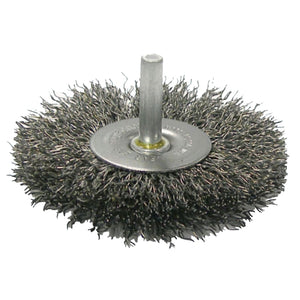 Crimped Wire Radial Wheel Brush, 4 in D, .008 Steel Wire