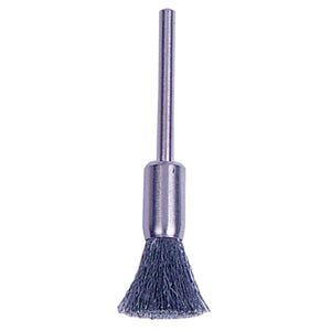 Miniature Stem-Mounted End Brushes, Stainless Steel, 0.005 in, 25,000 rpm