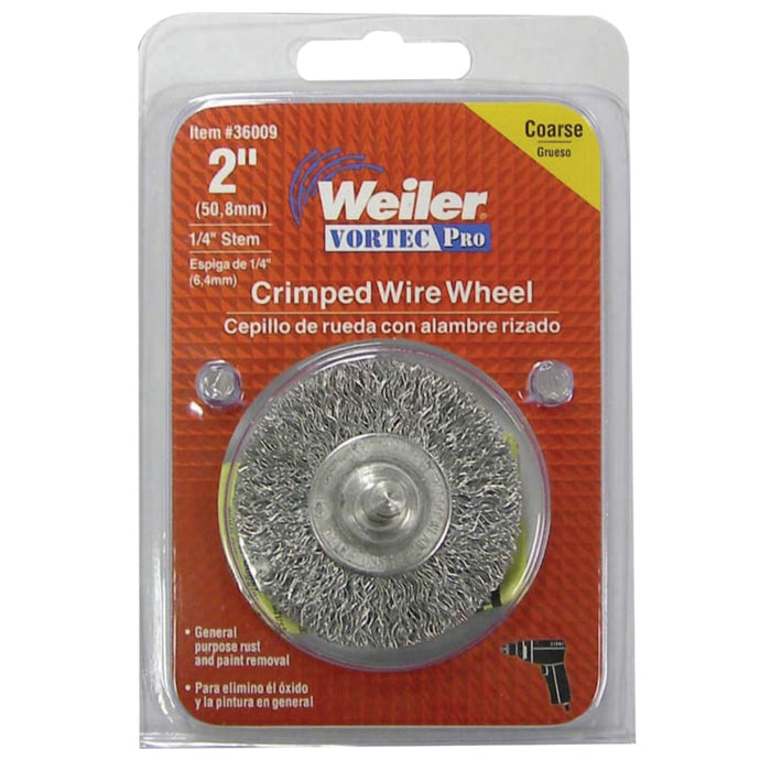 Stem-Mounted Crimped Wire Wheel, 3 in D, .014 in Carbon Steel Wire, 20,000 RPM