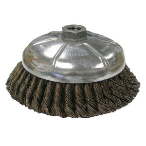Vortec Pro Knot Wire Cup Brush, 6 in Dia., 5/8-11 Arbor, .025 in Carbon Steel