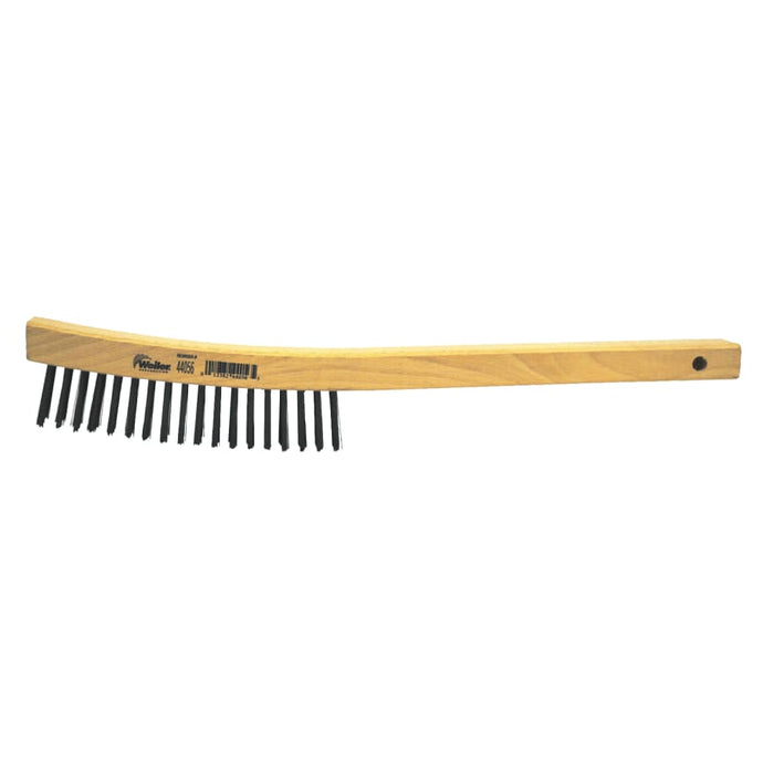 Curved Handle Scratch Brushes, 14 in, 4 X 18 Rows, Steel Wire, Wood Handle