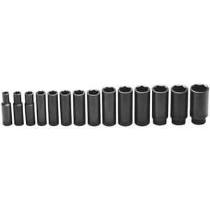 14 Piece Deep Impact Socket Sets, 1/2 in, 6 Point